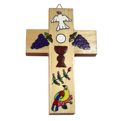 EL SALVADOR FIRST COMMUNION CROSS NATURAL 15CM