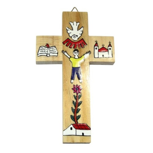 EL SALVADOR BOY CONFIRMATION CROSS NATURAL 15CM