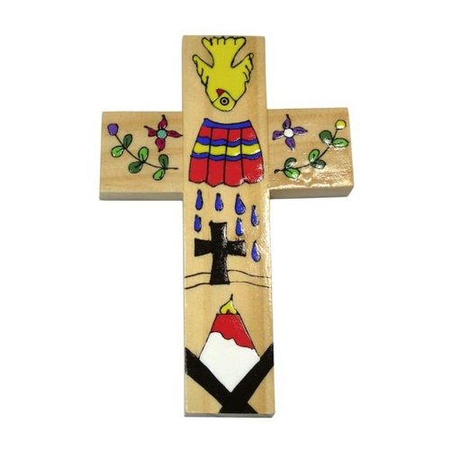 EL SALVADOR BAPTISMAL CROSS NATURAL 25CM