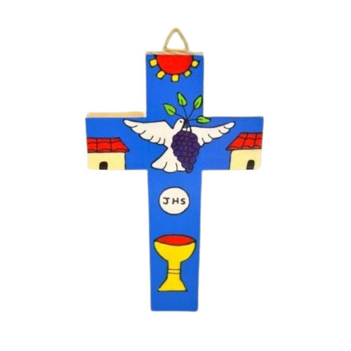 EL SALVADOR CONFIRMATION & COMMUNION CROSS BLUE 15CM