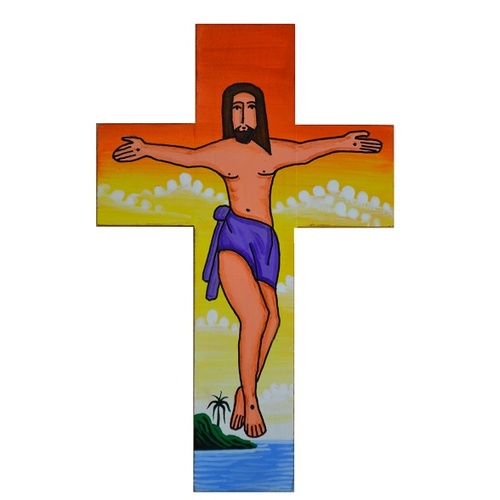 EL SALVADOR RISEN JESUS OVER WATER CROSS 15CM  **Limited Stock**