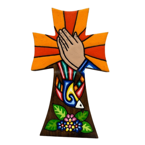 EL SALVADOR PRAYING HANDS CROSS  FISH 15cm ** Limited Stock**