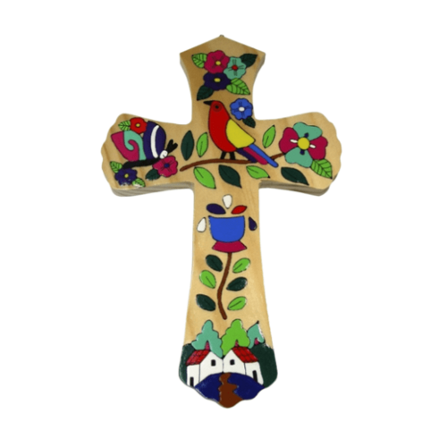 EL SALVADOR CROSS BIRD AND FLOWER 25CM