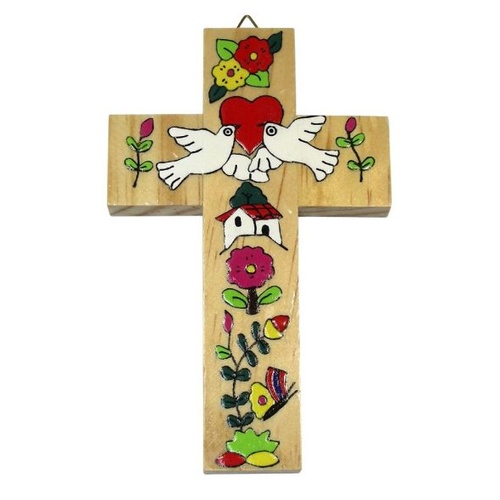 EL SALVADOR 2 DOVES MARRIAGE CROSS 15CM