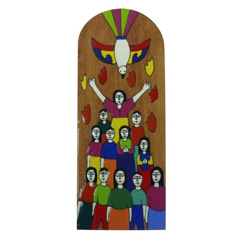 EL SALVADOR HOLY SPIRIT & PEOPLE PLAQUE 17.5 x 7cm