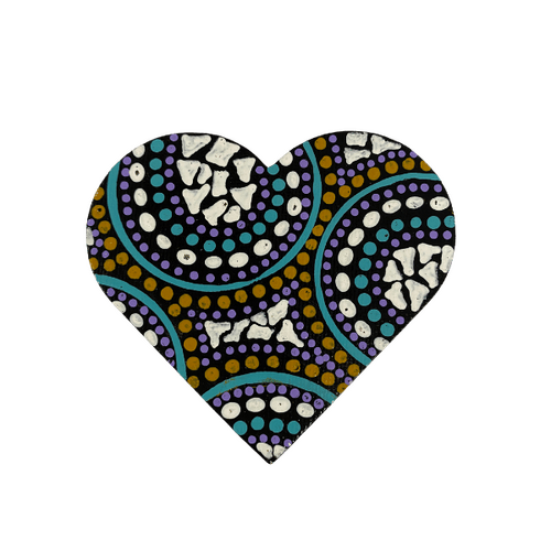 HAND PAINTED INDIGENOUS MAGNETIC HEART  04