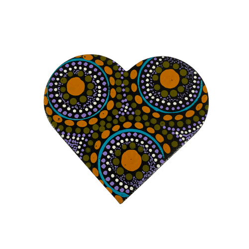 HAND PAINTED INDIGENOUS MAGNETIC HEART  05