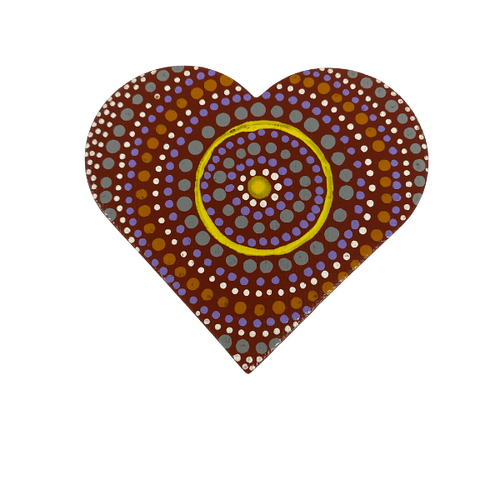 HAND PAINTED INDIGENOUS MAGNETIC HEART  08