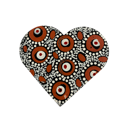 HAND PAINTED INDIGENOUS MAGNETIC HEART  09