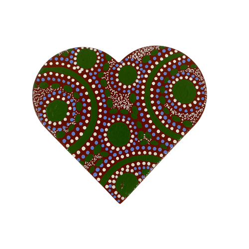 HAND PAINTED INDIGENOUS MAGNETIC HEART  12