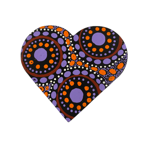 HAND PAINTED INDIGENOUS MAGNETIC HEART  13