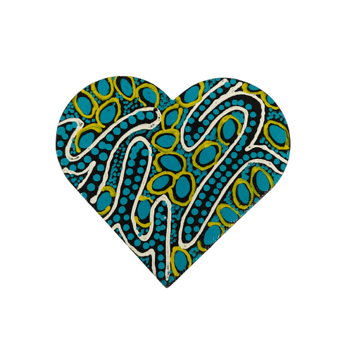 HAND PAINTED INDIGENOUS MAGNETIC HEART  14