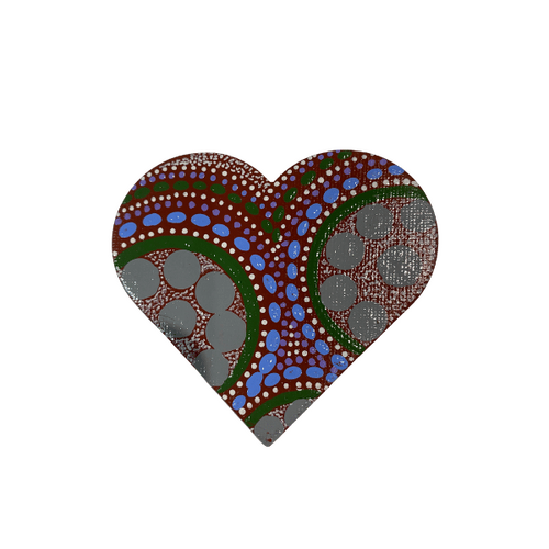 HAND PAINTED INDIGENOUS MAGNETIC HEART  20