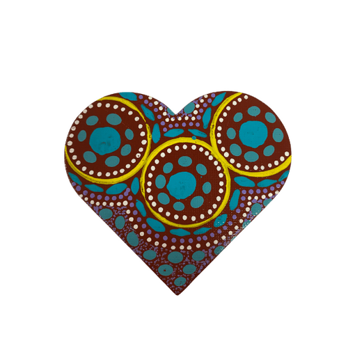 HAND PAINTED INDIGENOUS MAGNETIC HEART  21