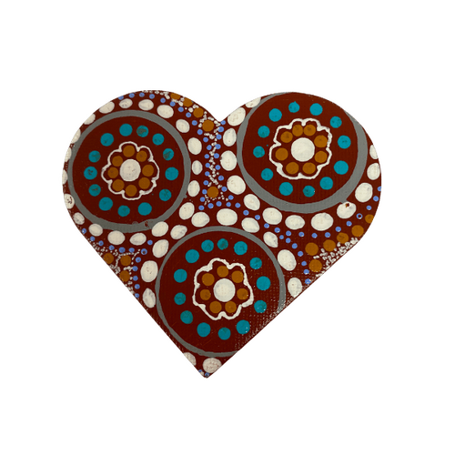 HAND PAINTED INDIGENOUS MAGNETIC HEART  26
