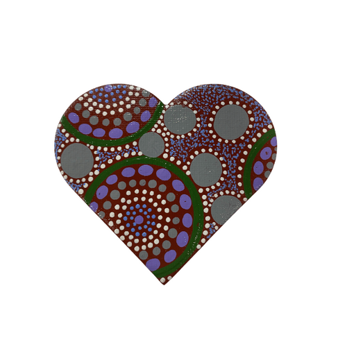 HAND PAINTED INDIGENOUS MAGNETIC HEART  27