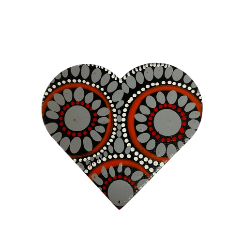 HAND PAINTED INDIGENOUS MAGNETIC HEART  30