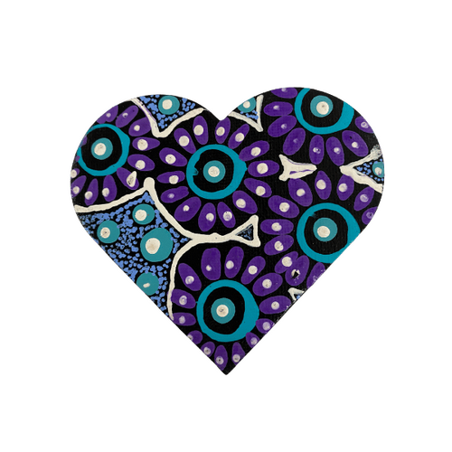 HAND PAINTED INDIGENOUS MAGNETIC HEART  35