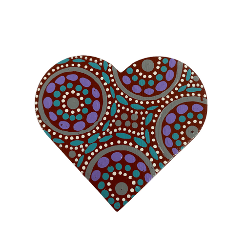 HAND PAINTED INDIGENOUS MAGNETIC HEART  36