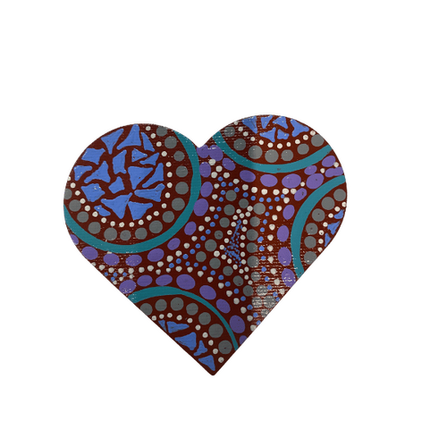 HAND PAINTED INDIGENOUS MAGNETIC HEART  42
