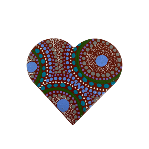 HAND PAINTED INDIGENOUS MAGNETIC HEART  44