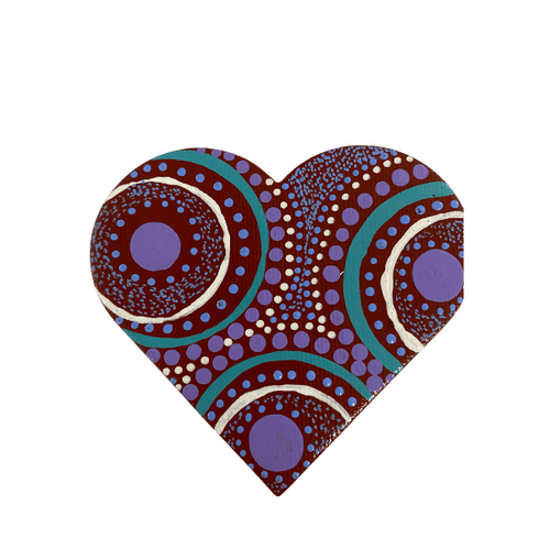 HAND PAINTED INDIGENOUS MAGNETIC HEART  45