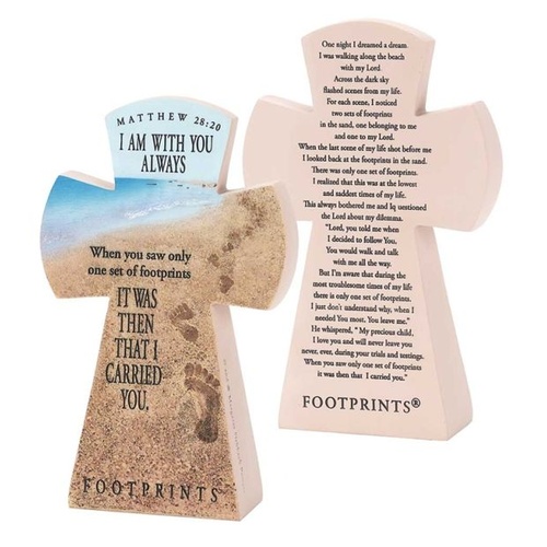 CROSS STANDING RESIN FOOTPRINTS