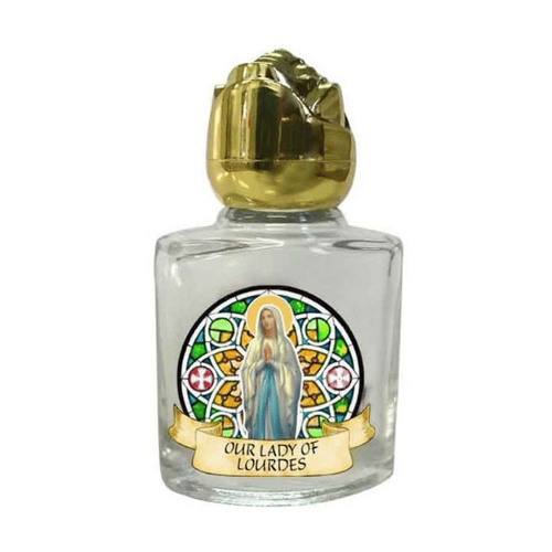 HOLY WATER BOTTLE GLASS OUR LADY LOURDES