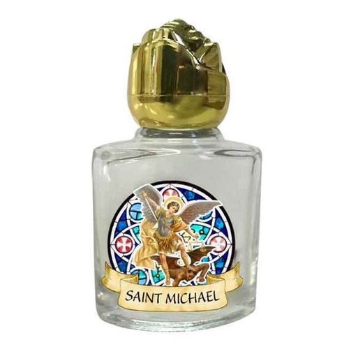 HOLY WATER BOTTLE GLASS ST MICHAEL