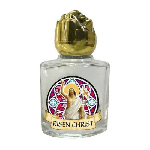 HOLY WATER BOTTLE GLASS RISEN CHRIST  **Limited Stock**