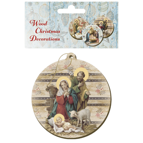 CHRISTMAS WOOD ORNAMENT - HOLY FAMILY  **Limited Stock**