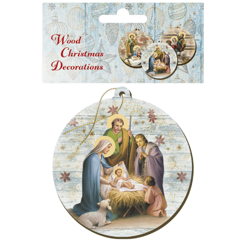 CHRISTMAS WOOD ORNAMENT - HOLY FAMILY