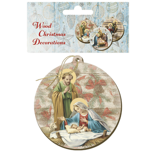 CHRISTMAS WOOD ORNAMENT - HOLY FAMILY