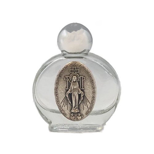 HOLY WATER BOTTLE ROUND GLASS MIRACULOUS