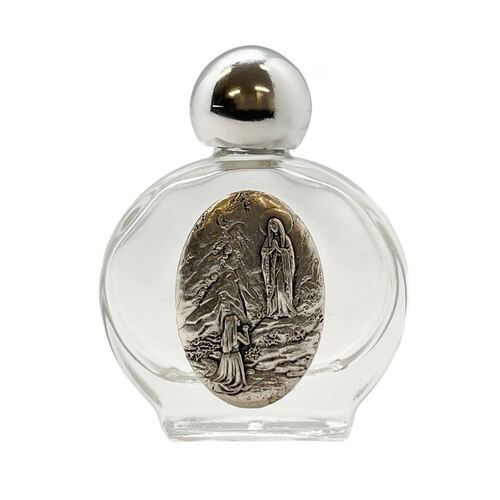 HOLY WATER BOTTLE ROUND GLASS LOURDES