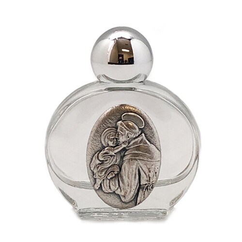 HOLY WATER BOTTLE GLASS ST ANTHONY