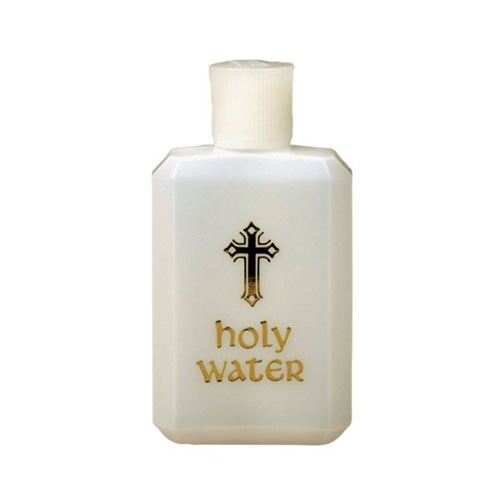 HOLY WATER BOTTLE LARGE WITH GOLD CROSS