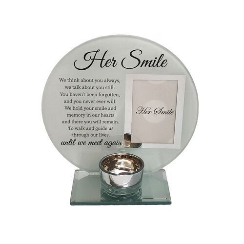 MEMORIAL PHOTO CANDLE HOLDER - HER SMILE