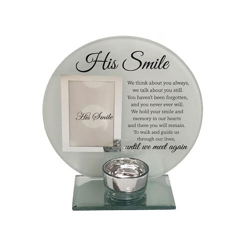 MEMORIAL PHOTO CANDLE HOLDER - HIS SMILE