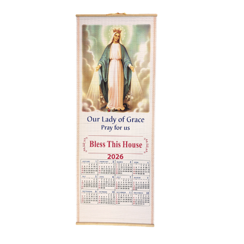 WOOD SCROLL CALENDAR OUR LADY OF GRACE 2026