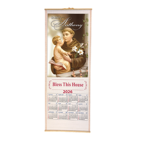 WOOD SCROLL CALENDAR ST ANTHONY 2026