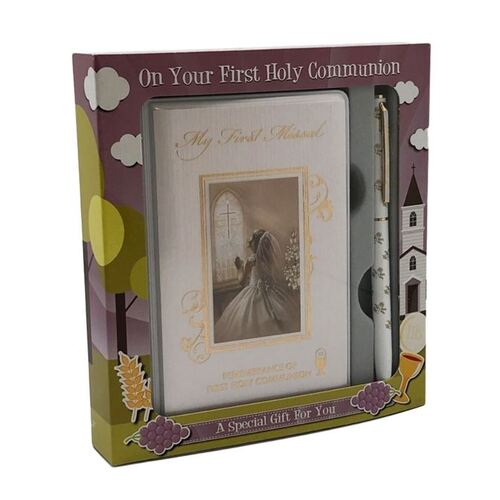 COMMUNION MISSAL AND PEN GIFT SET GIRL 
