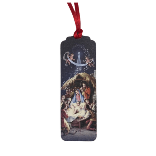 Christmas Gift Tag – Wood Nativity with Ribbon
