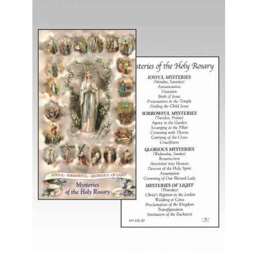 HOLY CARDS PACKET OF 100 Lourdes Mysteries Rosary