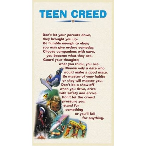 HOLY CARDS THEMED PKT 100 Teen Creed 