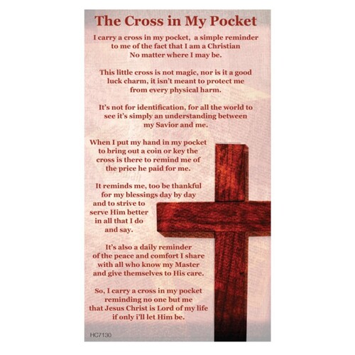 HOLY CARDS THEMED PKT 100 Cross in my Pocket 