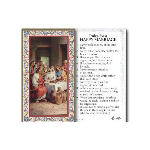 HOLY CARD SERIES 734 RULES FOR A HAPPY MARRIAGE PK100