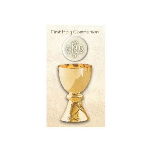 FIRST HOLY COMMUNION HOLY CARD WITH CHALICE SINGLE