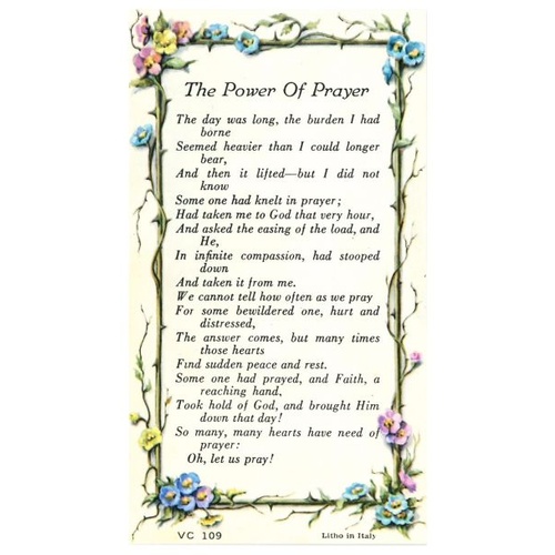 HOLY CARD VERSE SERIES PACKET OF 100 Power of Prayer  
