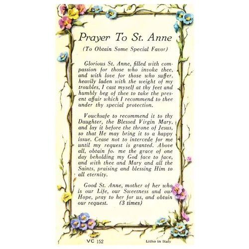 HOLY CARD VERSE SERIES PACKET OF 100 Prayer to St Anne 